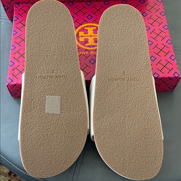 Tory Burch Patos Slide Cream with Gold Accent - Picture 2 of 9